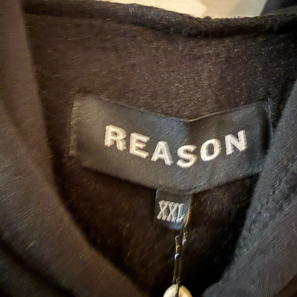 Reason, clothing round skull flower, graphic love hate pullover hoodie, 2XL - Picture 3 of 4